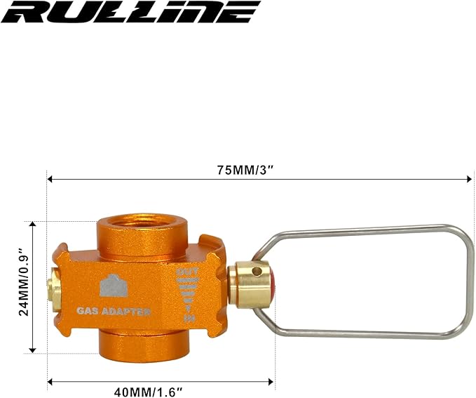 RULLINE Backpacking Fuel Transfer Device Gas Canister Refill Adapter, Portable Outdoor Gas Saver, Camping Canister Vent Valve（Gold）