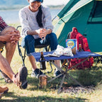 Camp Table - Outdoor Folding Table with 4 Cupholders and Carrying Bag for Camping, Beach, Picnic, Sporting Events, and More by Wakeman Outdoors | Outdoor, 4 Cupholders, Carrying Bag, Camping, Beach, Picnic