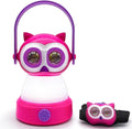 Kids Owl Lantern & Headlamp Set, 2-in-1 360° LED Camping Night Light, Battery Powered 3×AA, Child-Safe ABS, Portable Adventure Toy & Bedroom Night-Light (Pink Owl Lantern-Headlmp)