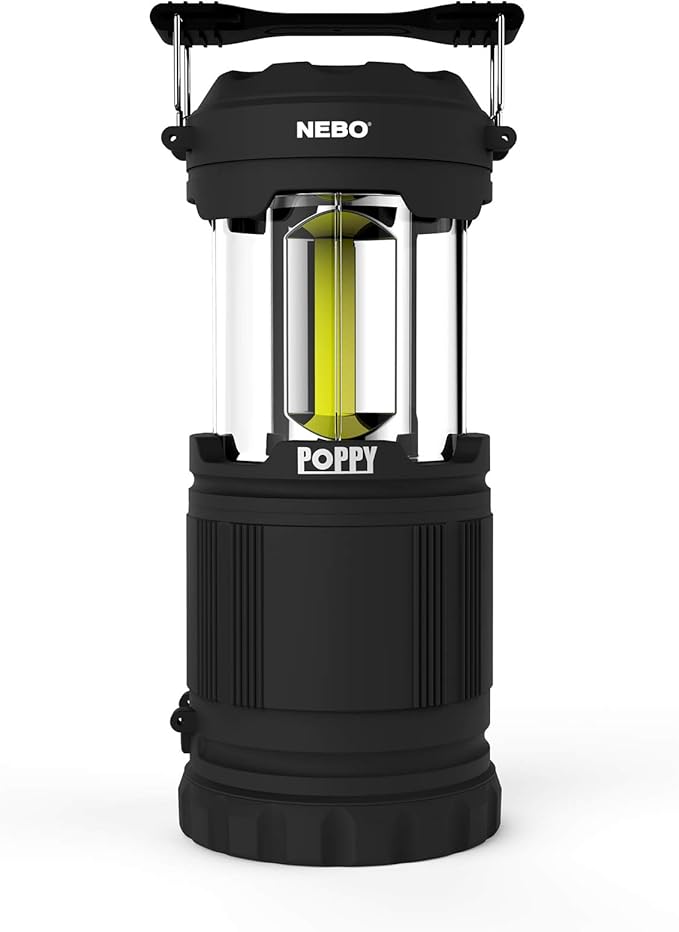 NEBO Poppy Lantern | 300 Lumen Latern and Spot Light, Dimmable, Rubberized Impact-Resistant Body, Adjustable Handle, Water-Resistant, Included 3X AA Batteries (Gray)