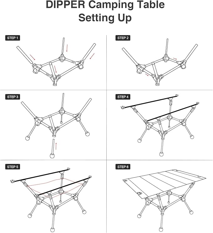 ONETIGRIS Dipper Camping Table, Lightweight Portable Folding Table with Mesh Storage Net, High/Low Options, Ideal for Camping, Hiking, Tailgating, Beach, Picnic, Travel, Backyard