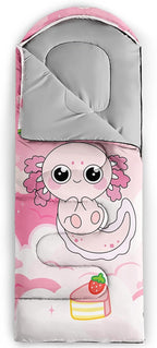 AILONEN Kawaii Panda Sleeping Bags,Lightweight & Waterproof,3 Season Warm & Cool Weather,Dreamy Purple Flower Animal Themed Sleeping Bags for Boys,Girls,Kids,Adults Travelling,Outdoors