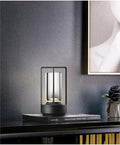 Portable Metal Table Lamp for Indoor/Outdoor ,Rechargeable Cordless LED Lamp, 3-Colour Infinitely Dimming Battery Powered Small Desk Lamp, Restaurant/Bedroom/Bar/Coffee Shop/Camping Light (Black)