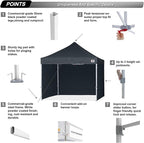 ABCCANOPY Easy Pop Up Canopy Tent with Sidewalls Commercial -Series, Black