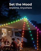 Camping String Lights, 32.8ft RGB Retractable String Lights, 4000mAh Rechargeable LED Hanging Tent lamp, Portable Twinkle Camp Lamp for Outdoor Backyard Patio Awning Canopy RV Essentials, Black