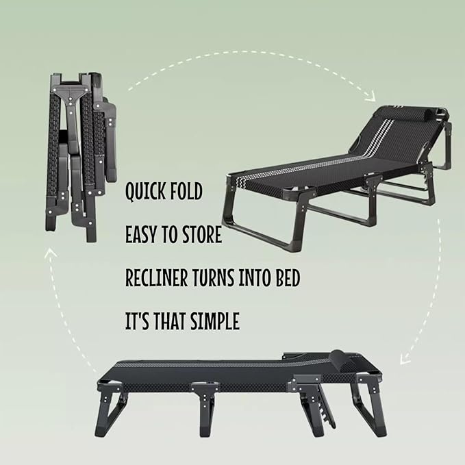 Sleeping Cots for Adults, 5Position Folding Chaise Lounge Chairs Outdoor, Folding Camping Cot, Folding Cot Camping Cot for Adults Portable Folding Outdoor（One Color-D）