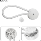 5 PCS Bungee Shock Cord Clip with Knobs, Pull Tie Down Tarp Canvas Knobs for Camping Tents Cargo Pool Awning Car Cover Holding Wire Hoses(White)