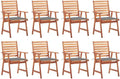Patio Dining Chairs 8 pcs,Lawn Chair,Camping Chair,Garden Chair,Featuring Slatted Design,Waterproof Cushion,Each Cushion Features 2 Sets of Ropes, with Cushions Solid Acacia Wood