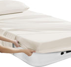 Camping Sheets Twin Size - Outdoor Air Mattress Sheet Set – Built-in Corner Straps for Air Mattress & Camping Use – Designed for Inflatable Beds & Tailgate Sleepovers, Ivory
