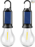Solar Tent Lamp Portable LED Tent Lights, Hook Hurricane Emergency LED Camping Light Bulb, USB Rechargeable Lantern Bulb for Camping Hiking Backpacking Fishing Outage (2)