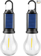Solar Tent Lamp Portable LED Tent Lights, Hook Hurricane Emergency LED Camping Light Bulb, USB Rechargeable Lantern Bulb for Camping Hiking Backpacking Fishing Outage (2)
