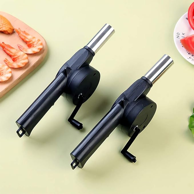 PLIAVAON BBQ Fan Air Blower Fast Fire Starter Portable Mini Manual Hand Crank for Outdoor Picnic Camping Cooking Barbecue Charcoal Grills Stove Accessories (A)