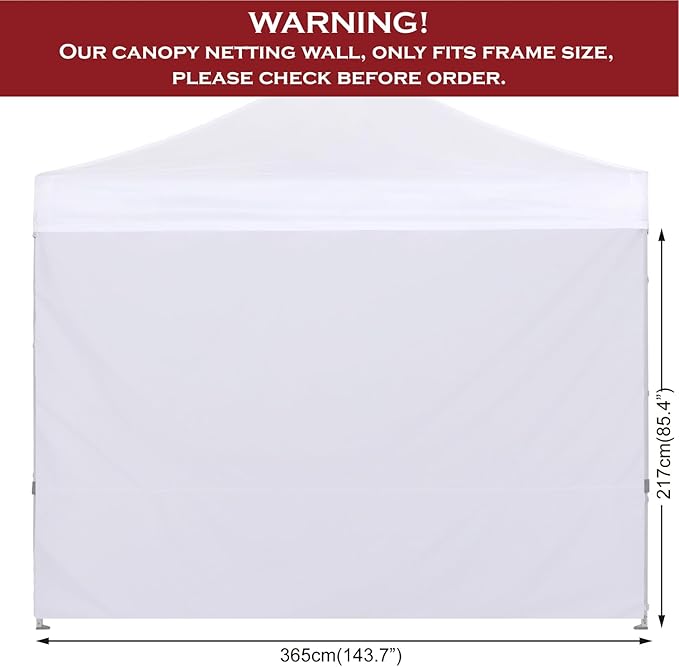 COOSHADE Instant Canopy SunWall 12x12 Canopy SideWall for Pop up Canopy Tent, 1 Pack Sidewall Only, White