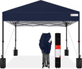 Best Choice Products 8x8ft Pop Up Canopy Tent, Outdoor Shade, 1 Person 1 Minute Set Up, Carry Case, 4 Weight Bags - Navy Blue