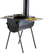 VEVOR 118" Camping Wood Stove, Portable Alloy Steel Tent Stove with 3000in³ Firebox, Outdoor Heating & Cooking Stove with Chimney Pipes & Gloves, Includes 8 Pipes for Efficient Heating