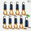 8pack Solar Camping Lights Sensor Hooked Tent Lamp Hanging Outdoor Waterproof Camp Small Rechargeable Bulb Portable Lantern with Clip Hook 3 Lighting Modes for Hiking Backpacking Warm Light