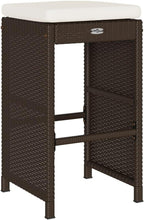 Patio Bar Stools with Cushions 2 pcs Brown Poly Rattan Dinning Chairs Camping Chair Camping Chairs Porch Chairs for Outdoor Dining Bedroom Patio
