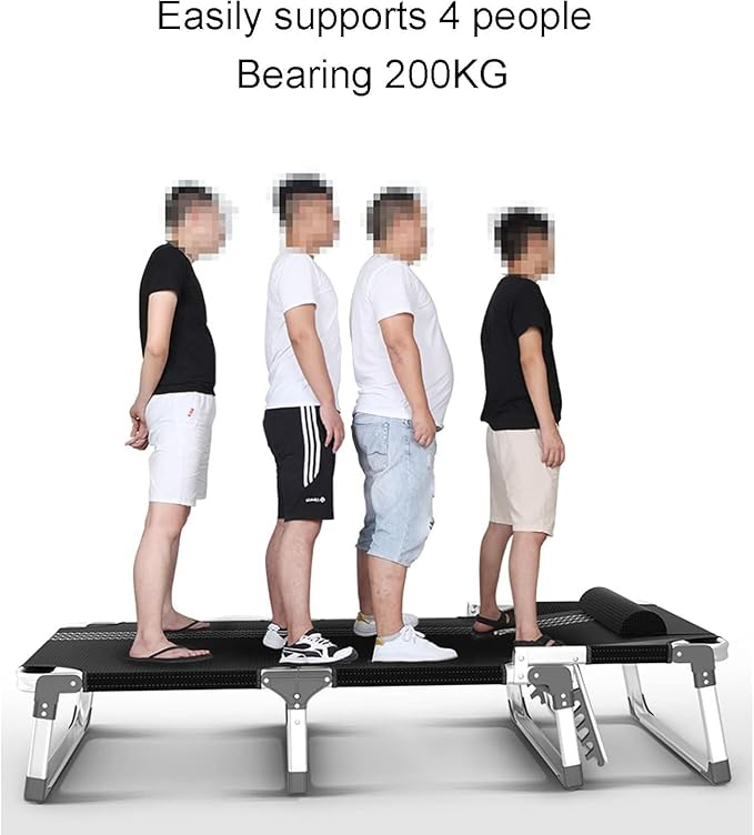 Portable Folding Bed 5 Gears Adjustable Folding Camping Bed with Mattress Cots for Camping Support 200kg Lounge Chair