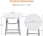 BOOSDEN 32'' Foldable Round Table, Portable Plastic Folding Card Table, Indoor Outdoor Utility Circle Folding Table for Party, Event, Camping, Picnic, Banquet, Beach, BBQ, Dining, Backyard