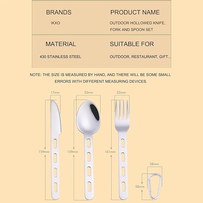 12-Piece Silverware,Service for 4，Serving Set,Camping Utensils，430 Camping Stainless Steel Cutlery Set，Camping Outdoor Knife,Easy to Carry Without Taking Up Space，Dishwasher Safe