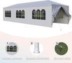 Flamaker 10'x30' Heavy Duty Waterproof Party Tent – Large Outdoor Gazebo with Removable Sidewalls & 2 Doors for Weddings, Markets & Gatherings (White)