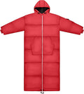 Thermotuff Wearable Sleeping Bag with Dual Hoodie, Long Sleeves, Pockets & Adjustable Drawstring - Ideal for Camping, Cold Weather Hiking, and Stadium Sak Blanket