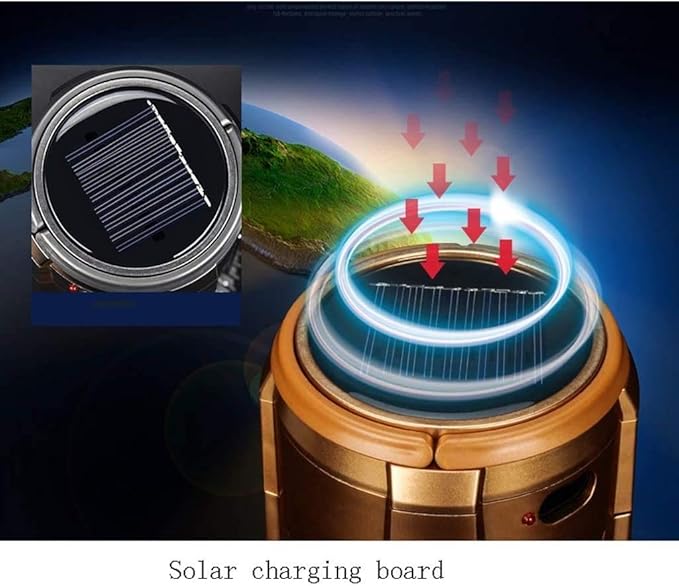 Outdoor Tent Light Lantern Solar Power Collapsible Lamp Flashlight Emergency Torch Camping Lamp Camping Light (Color : Gold)