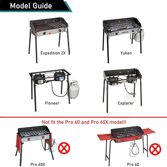 Patio Stove Cover for Camp Chef 2 Burner Waterproof Outdoor Cooking Stoves Covers 34.5 Inch UV Resistant Fits EX60LW, EX-60, DC-60LW, OSD-60LW, YK60LW, EX280LW Black WC007, 34.5L*16W*16H inch