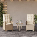 Reclining Patio Chairs 2 pcs with Cushions Beige Poly Rattan Porch Chairs Camping Chairs Patio Chairs Living Room Chairs for Dining Patio Bedroom Outdoor
