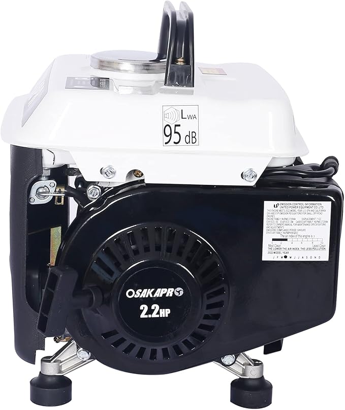 Zateety Portable Generator, 71CC 2.2 HP 2-Stroke, 900W Peak Power, Outdoor Power Station Low Noise, Gas & Oil Mix Powered Generator, Recoil Generators for Home Use, Camping Battery Backup, White