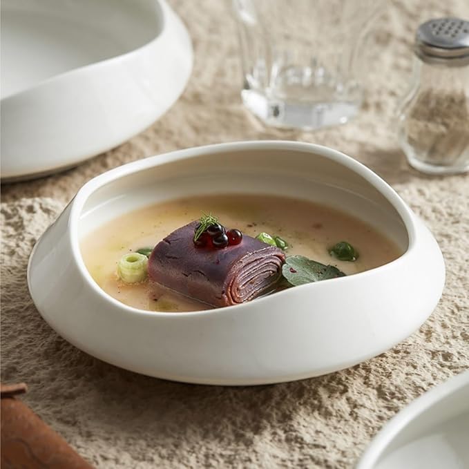 Camping Plates Ceramic Dinner Plate Household Cold Dish Hotel Club Restaurant Special-shaped Tableware Decorative Plate(6.7 inch)