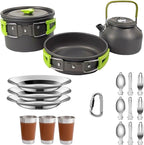 Compatible for Camping Cooking Set Cookware Travel Tableware Outdoor Picnic Teapot for 2-3 Peaple Non-Stick Pots Assorted Sets