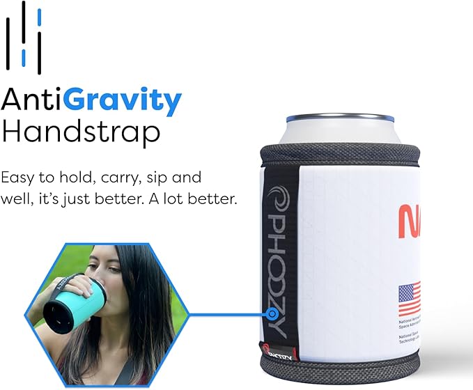 PHOOZY Insulated Can Cooler for 12oz Cans with NASA-Inspired Technology - Patented Koozie That Keeps Drinks Cold 10x Longer - Lightweight Beer Koozie for Outdoor Adventures - Space White
