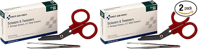 First Aid Only 17-005 Bandage Scissors and Forcep Tweezers Combo Pack (Pack of 2)