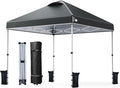 Nazhura 10' x 10' Pop Up Canopy Tent with Sand Weight Bag, Awing for Patio, Freestanding Sun Shelter for Picnic and Camping, One Person Setup, White (Grey)