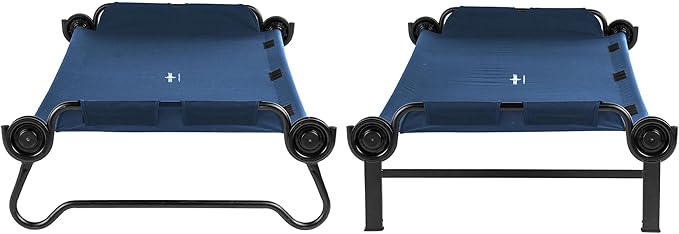 Disc-O-Bed Extra Large Portable Bunk Camping Cots with Carry Bags - Heavy-Duty Indoor or Outdoor Sleeping System, Converts to Bench or Separate Beds, 500 lb Weight Capacity Per Cot, Navy
