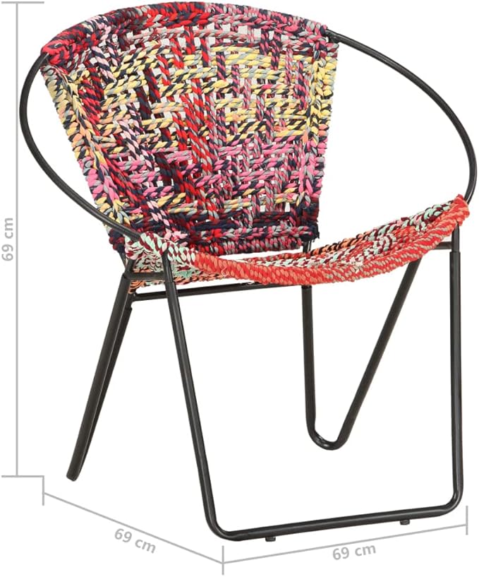 Circle Chair,Camping Chair,Beach Chair,Garden Chair,Bedroom Chair,Industrial Chair,Home Decor,for Living Room, Club, Bedroom, Indoor,Outdoor, Balcony, Garden,Multicolors Chindi Fabric