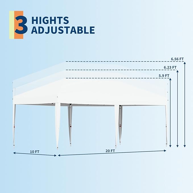 Garvee 10x10 Pop Up Canopy Tent, Heavy Duty Commercial Instant Shelter with One-Person Setup, UPF 50+ Waterproof, 100 Sq Ft Shade for Outdoor Events, Camping, Farmers Market