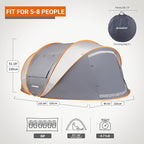 EchoSmile Instant Pop Up Camping Tent, 2/4/6 Person, Easy Setup Tent, Water Resistant Dome, Portable with Carry Bag