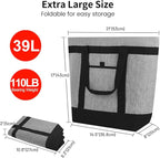 mosago Professional Insulated Food Delivery Bag, Large 39L Commercial Catering Tote for Pizza & Grocery, 3-Layer Thermal Leak-Resistant Shopping Bag, Heavy Duty Grey Cationic Fabric, Collapsible