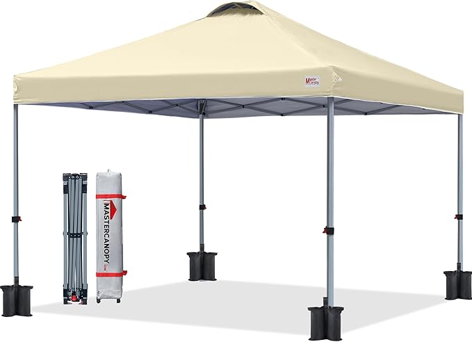 MASTERCANOPY Durable Pop-up Canopy Tent with Roller Bag (10x10, Beige)