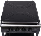 LPG/NG Gas Stove 4 Burner, Portable Natural Gas Stove Outdoor Camping BBQ Stove Gas Cooker with 2 Tier Storage Rack, for RV, Apartment, Outdoor Cooking (Black, 4-Burner)