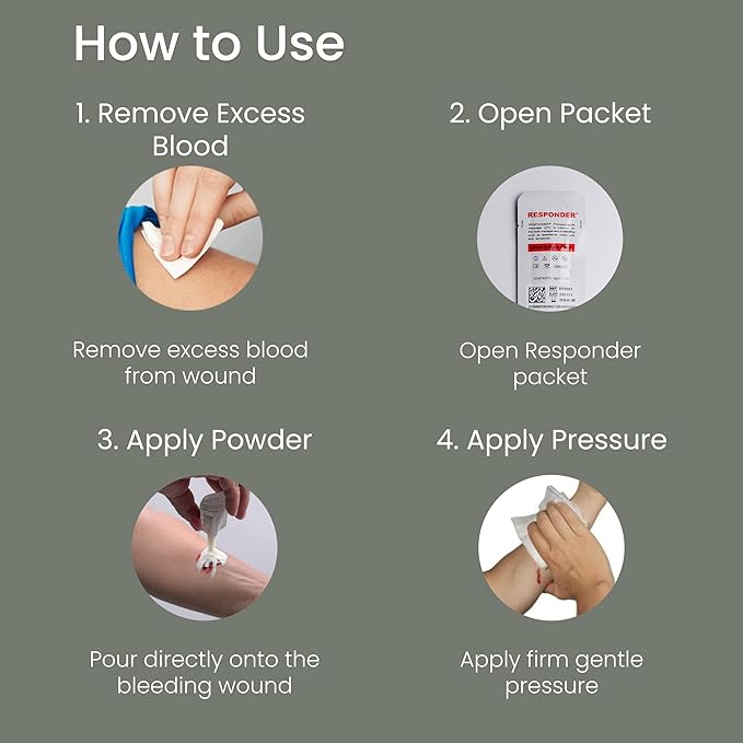 Responder First Aid Powder- FDA Cleared for Wound Care,Plant-Based,Instantly Stops Bleeding for Cuts, Scrapes and Survival Equipment