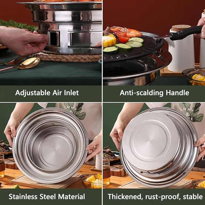Multifunctional Charcoal Barbecue Grill, Household Korean BBQ Grill, Portable Camping Grill Stove, Tabletop Smoker Grill