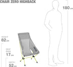 Helinox Chair Zero Highback Chair, 1.43lbs, Ultralight, High Back Camping Chair, Backpacking, Folding Outdoor Chairs, Grey