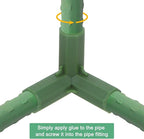 4 Pcs 19mm Greenhouse Frame Building Connectors, 3 Way Right Angle Pipe Fitting for Grape Trellis/Sunscreen Shed/Gardening Plant Stakes, Greenhouse Accessories [Green]