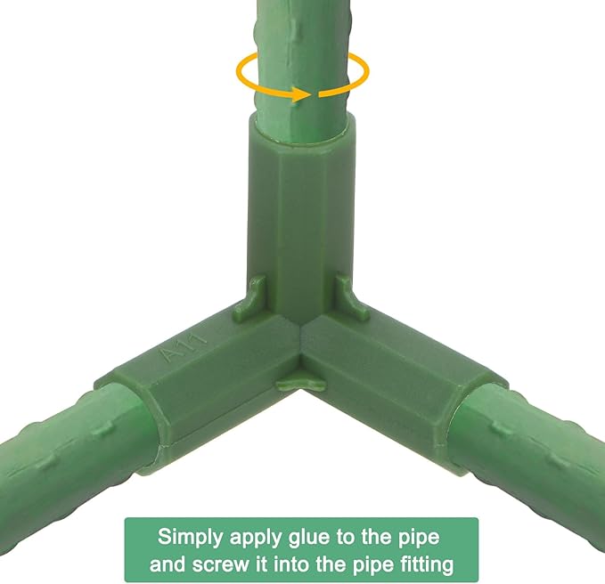 4 Pcs 19mm Greenhouse Frame Building Connectors, 3 Way Right Angle Pipe Fitting for Grape Trellis/Sunscreen Shed/Gardening Plant Stakes, Greenhouse Accessories [Green]