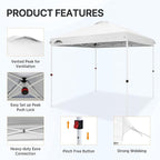 EAGLE PEAK Pop Up Canopy Tent with Wheeled Carry Bag, 8 Stakes, 4 Ropes, Easy Set Up Tent Canopy, 8x8 ft, White