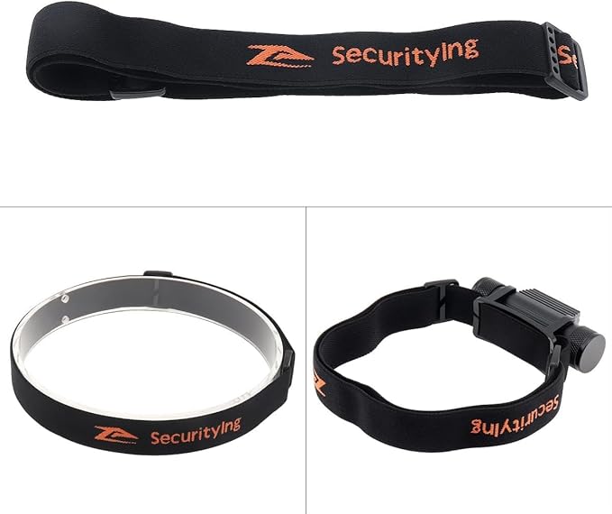 SecurityIng Elastic Headband Adjustable Headlight Strap with 400mm Head Fastening Strap for 22mm - 26mm Headlight Bracket, Nylon Headlamp Straps (2pack)