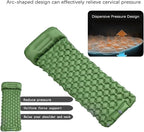 Outdoor Camping Inflatable Mattress Sleeping Pad with Pillows Hiking(Blue)
